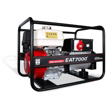 Agregat prądotwórczy EAT7000 z silnikiem Honda – trójfazowe źródło zasilania na budowie.